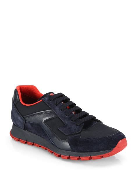 sneakers prada blu|prada blue suede sneakers.